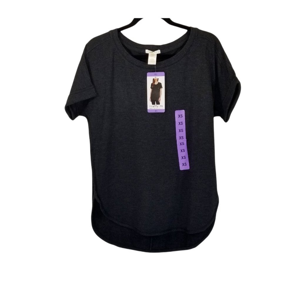 MATTY M Ladies' French Terry Top Charcoal Size XS